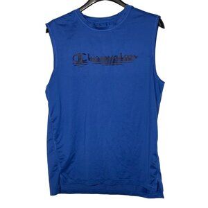 Champion Spellout Breathable Jersey Style Athletic Tank Top Blue Sz MED